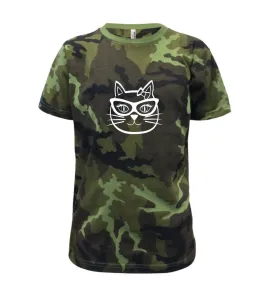 Kočičí holka s brýlemi - Dětské maskáčové triko