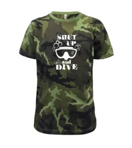 Shut up and dive - Dětské maskáčové triko