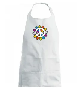 Peace symbol s kreslenou květinou - Dětská zástěra na vaření