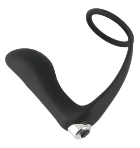 Nabíjecí, silikonový, anální vibrátor s kroužkem na penis
