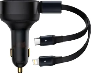 Baseus Enjoyment nabíječka do auta s kabely USB-C + Lightning 3A, 30W (černá)