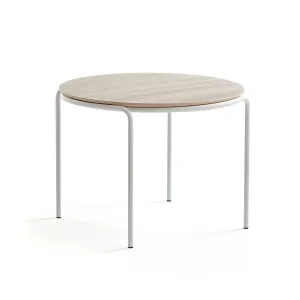Konferenční stolek ASHLEY, Ø770 mm, výška 530 mm, bílá, jasan