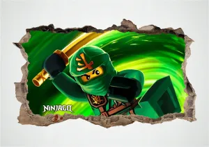 Krásná dětská nálepka na zeď bojovník ninja go 77 x 47 cm