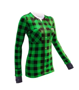 nanosilver Dámské termo triko s motivem flanelová košile - M - zelená