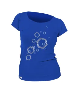 nanosilver Dámské tričko nanosilver - HEXAGON stříbrný potisk - XL - královská modrá