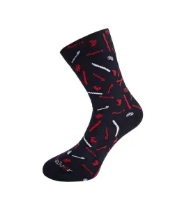 nanosilver Společenské ponožky se vzorem SKI - malý motiv - L 43/46 - černo/červené