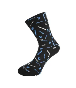 nanosilver Společenské ponožky se vzorem SKI - malý motiv - XL 47/49 - černo/modré
