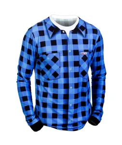 nanosilver Pánské termo triko s motivem flanelová košile - XL - modrá