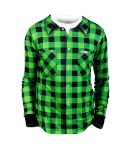 nanosilver Pánské termo triko s motivem flanelová košile - XXL - zelená
