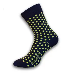 nanosilver Společenské ponožky s puntíky - XL 47/49 - černé se žlutými puntíky