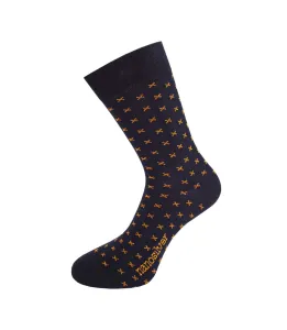 nanosilver Společenské ponožky se vzorem - S 35/38 - černé s oranžovými křížky
