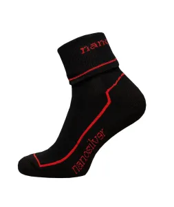 nanosilver Sportovní ohrnovací ponožky se stříbrem nanosilver - M 39/42 - černá/červená