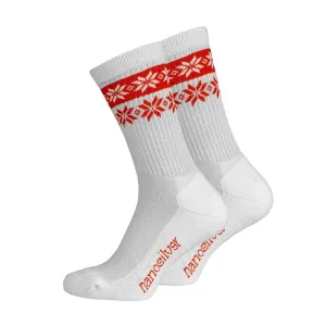 nanosilver Termo ponožky se stříbrem SNOW - L 43/46 - bílá/červená