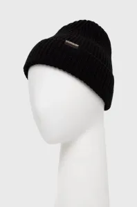 Čepice Napapijri černá barva, z tenké pleteniny