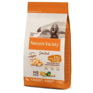 Nature's Variety granule, 12 + 2 kg zdarma - Selected Medium Adult kuře z volného chovu 12 kg + 2kg