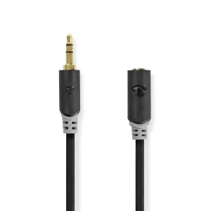 Nedis stereo audio kabel, 3,5mm konektor - 3,5mm zásuvka, pozlacené, 1m