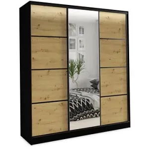 Nejlevnější nábytek Harazia 150 se zrcadlem - černý mat / dub artisan #5728368