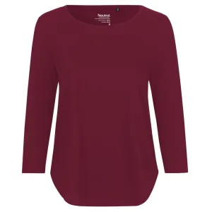 Neutral Dámské tričko s 3/4 rukávem z organické Fairtrade bavlny - Bordeaux | L
