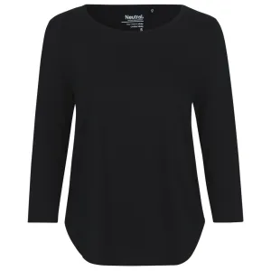 Neutral Dámské tričko s 3/4 rukávem z organické Fairtrade bavlny - Černá | XL