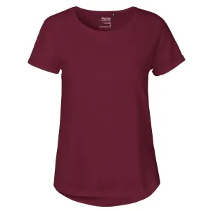 Neutral Dámské tričko s ohrnutými rukávy z organické Fairtrade bavlny - Bordeaux | L