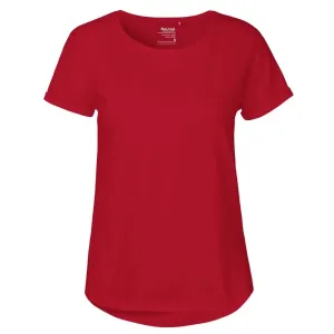 Neutral Dámské tričko s ohrnutými rukávy z organické Fairtrade bavlny - Červená | L