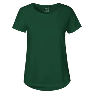 Neutral Dámské tričko s ohrnutými rukávy z organické Fairtrade bavlny - Lahvově zelená | S #3799281