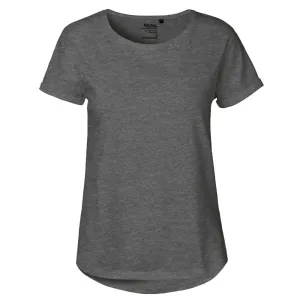 Neutral Dámské tričko s ohrnutými rukávy z organické Fairtrade bavlny - Tmavý melír | M