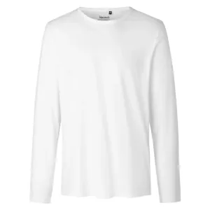 Neutral Pánské tričko s dlouhým rukávem z organické Fairtrade bavlny - Bílá | L