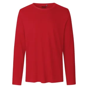 Neutral Pánské tričko s dlouhým rukávem z organické Fairtrade bavlny - Červená | L