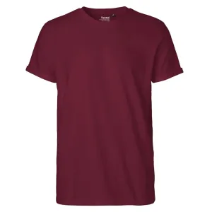 Neutral Pánské tričko s ohrnutými rukávy z organické Fairtrade bavlny - Bordeaux | M