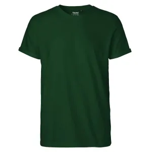 Neutral Pánské tričko s ohrnutými rukávy z organické Fairtrade bavlny - Lahvově zelená | M #3799229