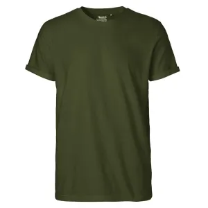 Neutral Pánské tričko s ohrnutými rukávy z organické Fairtrade bavlny - Military | L