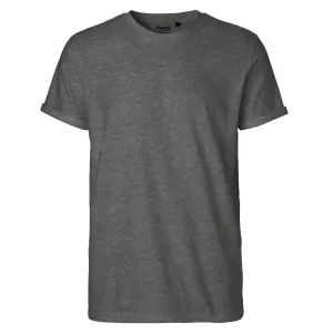 Neutral Pánské tričko s ohrnutými rukávy z organické Fairtrade bavlny - Tmavý melír | L