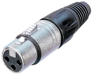 XLR kabelová zásuvka Neutrik NC3FX, rovná, 3pól., 3,5 - 8 mm, stříbrná