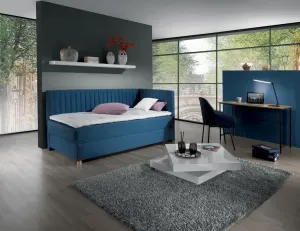 New Design Čalouněná postel NOVO s čely | pravá s topperem Extra Rozměr: 80 x 200 cm
