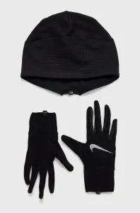Čepice a rukavice Nike černá barva, z tenké pleteniny #5548174