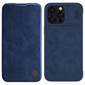 Nillkin Qin Leather Pro Case iPhone 14 Pro Max pouzdro na fotoaparát pouzdro flip cover modré