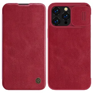 Nillkin Qin Leather Pro Case iPhone 14 Pro Max pouzdro na fotoaparát pouzdro flip cover červené
