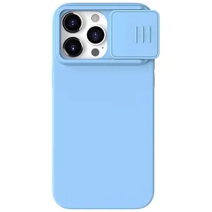 Nillkin CamShield Silky Silicone Case pro iPhone 15 Pro s krytem fotoaparátu - modrý