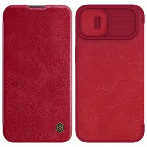 Nillkin Qin Leather Pro Case iPhone 14 Plus pouzdro na fotoaparát flipové pouzdro červené