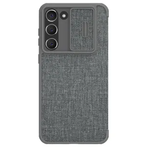 Nillkin Qin Cloth Pro pouzdro Samsung Galaxy S23+ flip cover kryt fotoaparátu šedý