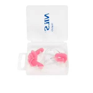 NILS - Sada silikonových špuntů do uší a ucpávky nosu Aqua NQAW30 růžová