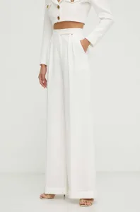 Kalhoty Nissa dámské, béžová barva, jednoduché, high waist #6115964