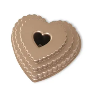 Nordic Ware Forma na bábovku patrové srdce, karamelová, 2,8 l 89937
