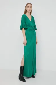 Hedvábné šaty Notes du Nord zelená barva, maxi, áčková #1990134
