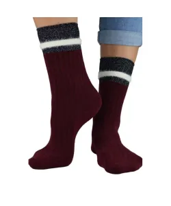 Noviti SB050 Lurex Dámské ponožky, 35-38, bordová
