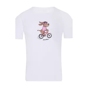 NU. BY HOLOKOLO Cyklistické triko s krátkým rukávem - PEDAL POWER - bílá M-145cm