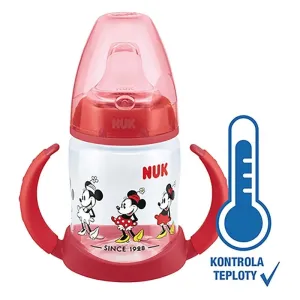 NUK - Kojenecká láhev na učení Disney Mickey s kontrolou teploty 150 ml červená