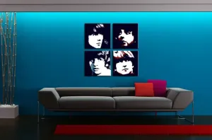 Ručně malovaný POP Art Beatles 4 dílný 100x100cm #1459411