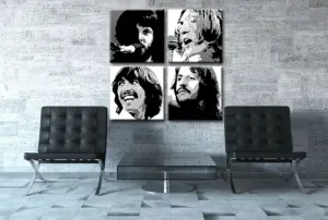 Ručně malovaný POP Art Beatles 4 dílný 100x100cm #1459495